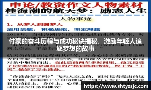 付豪的奋斗历程与成功秘诀揭秘，激励年轻人追逐梦想的故事